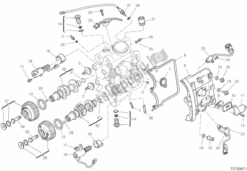 Todas las partes para Sistema De Sincronización De Cabezal Horizontal de Ducati Diavel 1260 S Thailand 2019